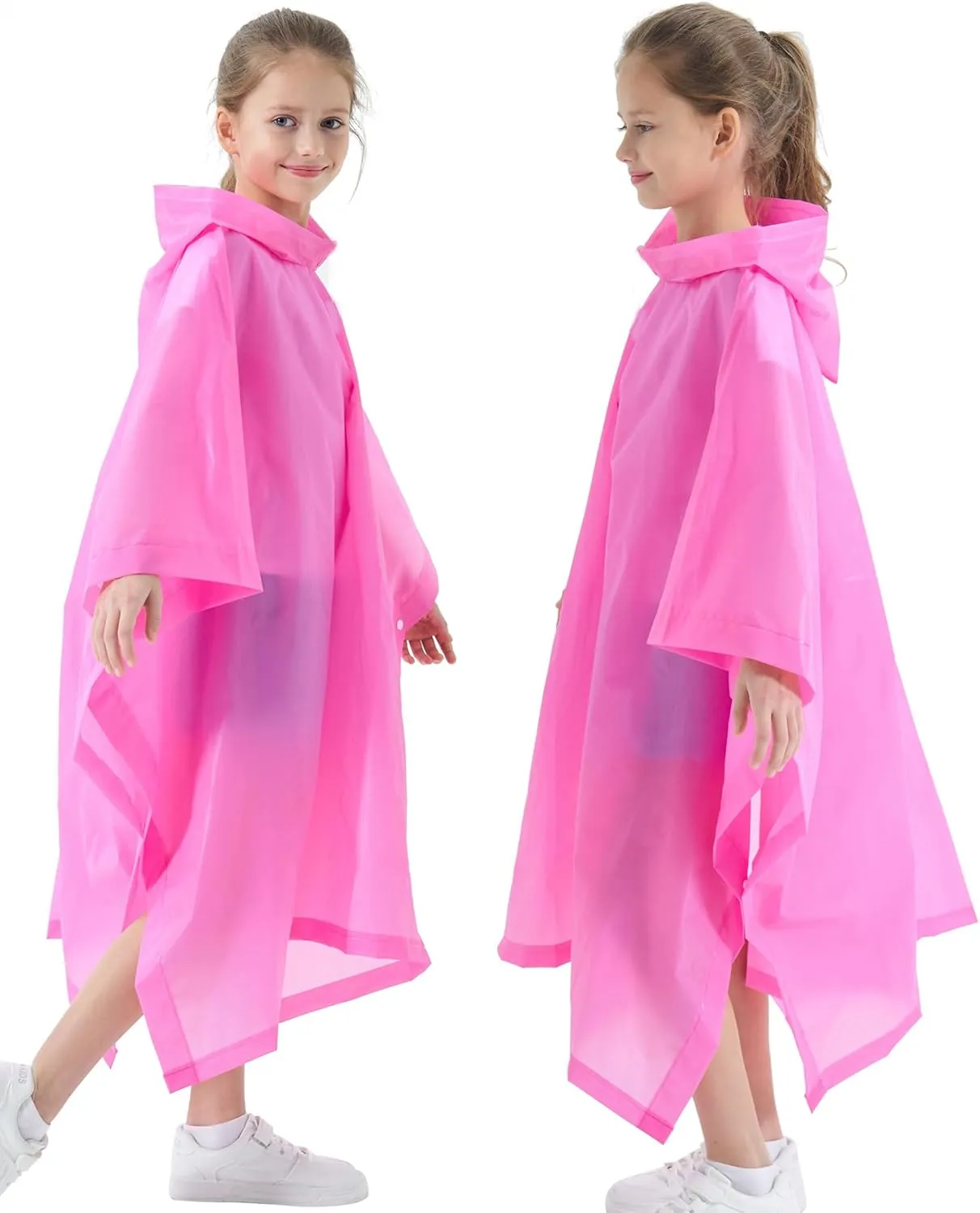 Rain Poncho for Kids(2 Pack) Waterproof Reusable EVA Raincoat One Size Rain Jackets for Children,Boys and Girls