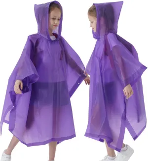 Rain Poncho for Kids(2 Pack) Waterproof Reusable EVA Raincoat One Size Rain Jackets for Children,Boys and Girls