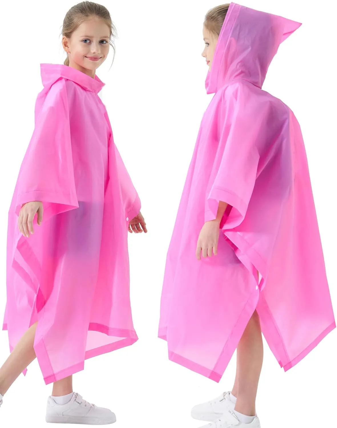 Rain Poncho for Kids(2 Pack) Waterproof Reusable EVA Raincoat One Size Rain Jackets for Children,Boys and Girls