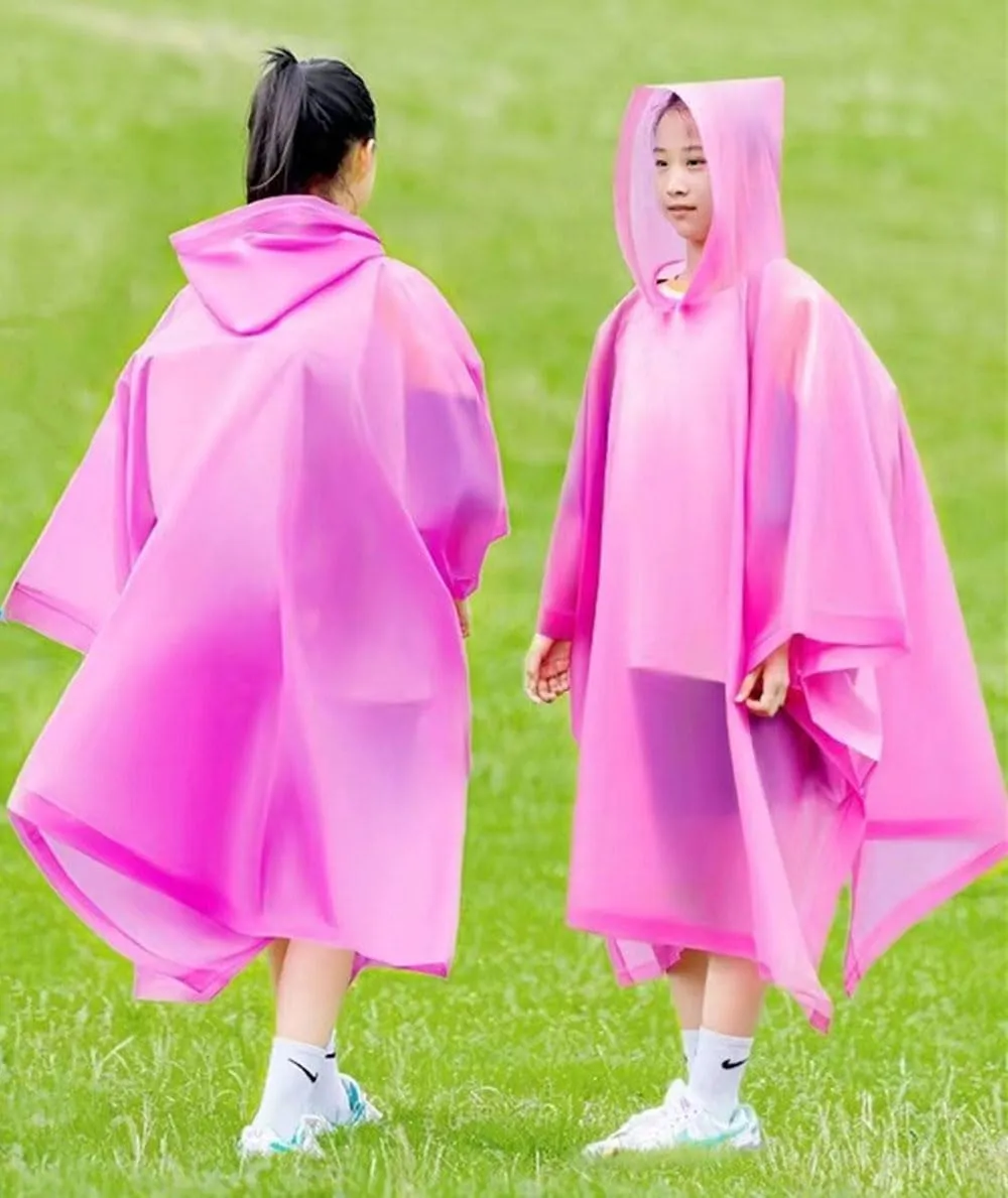 Rain Poncho for Kids(2 Pack) Waterproof Reusable EVA Raincoat One Size Rain Jackets for Children,Boys and Girls