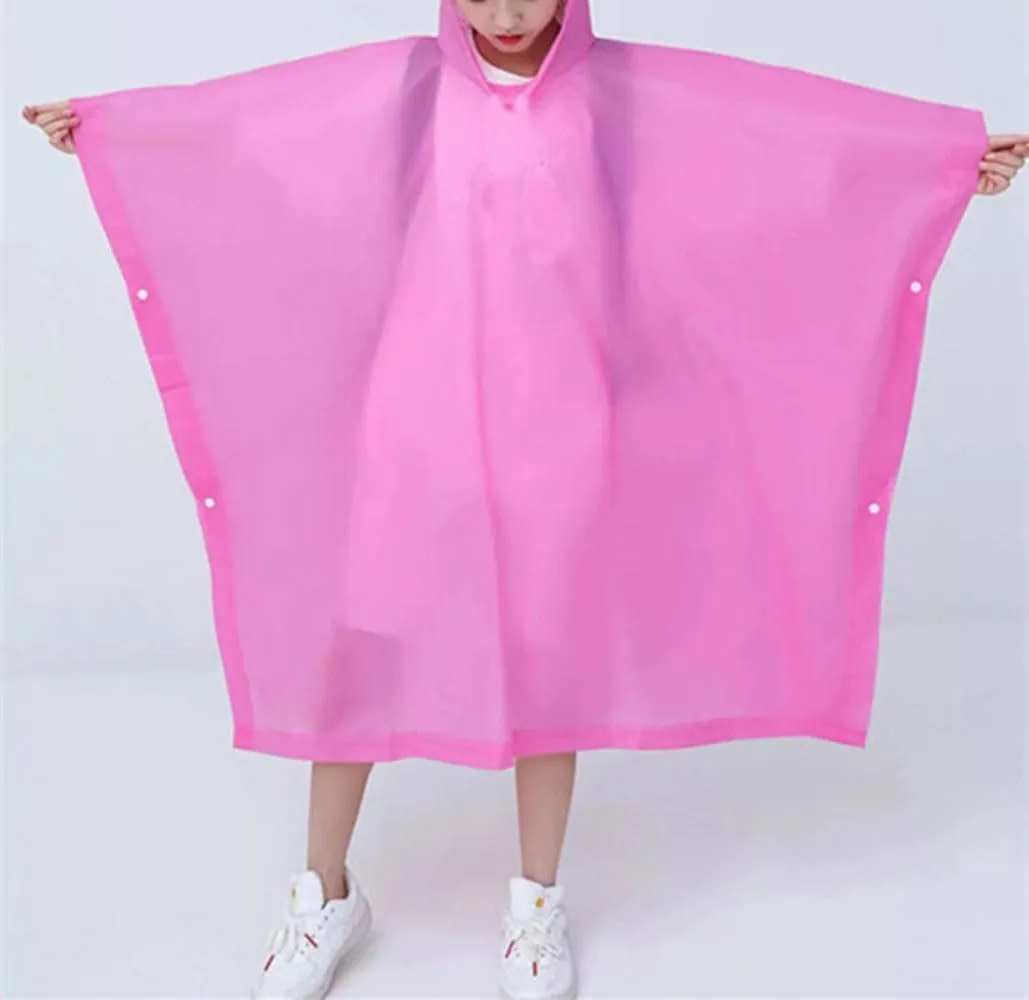 Rain Poncho for Kids(2 Pack) Waterproof Reusable EVA Raincoat One Size Rain Jackets for Children,Boys and Girls