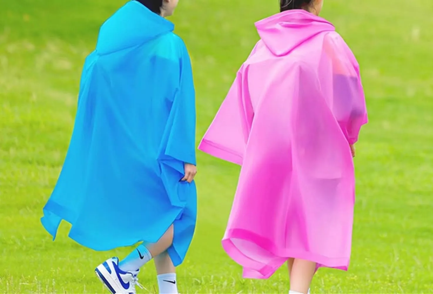 Rain Poncho for Kids(2 Pack) Waterproof Reusable EVA Raincoat One Size Rain Jackets for Children,Boys and Girls