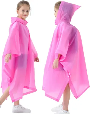 Rain Poncho for Kids(2 Pack) Waterproof Reusable EVA Raincoat One Size Rain Jackets for Children,Boys and Girls