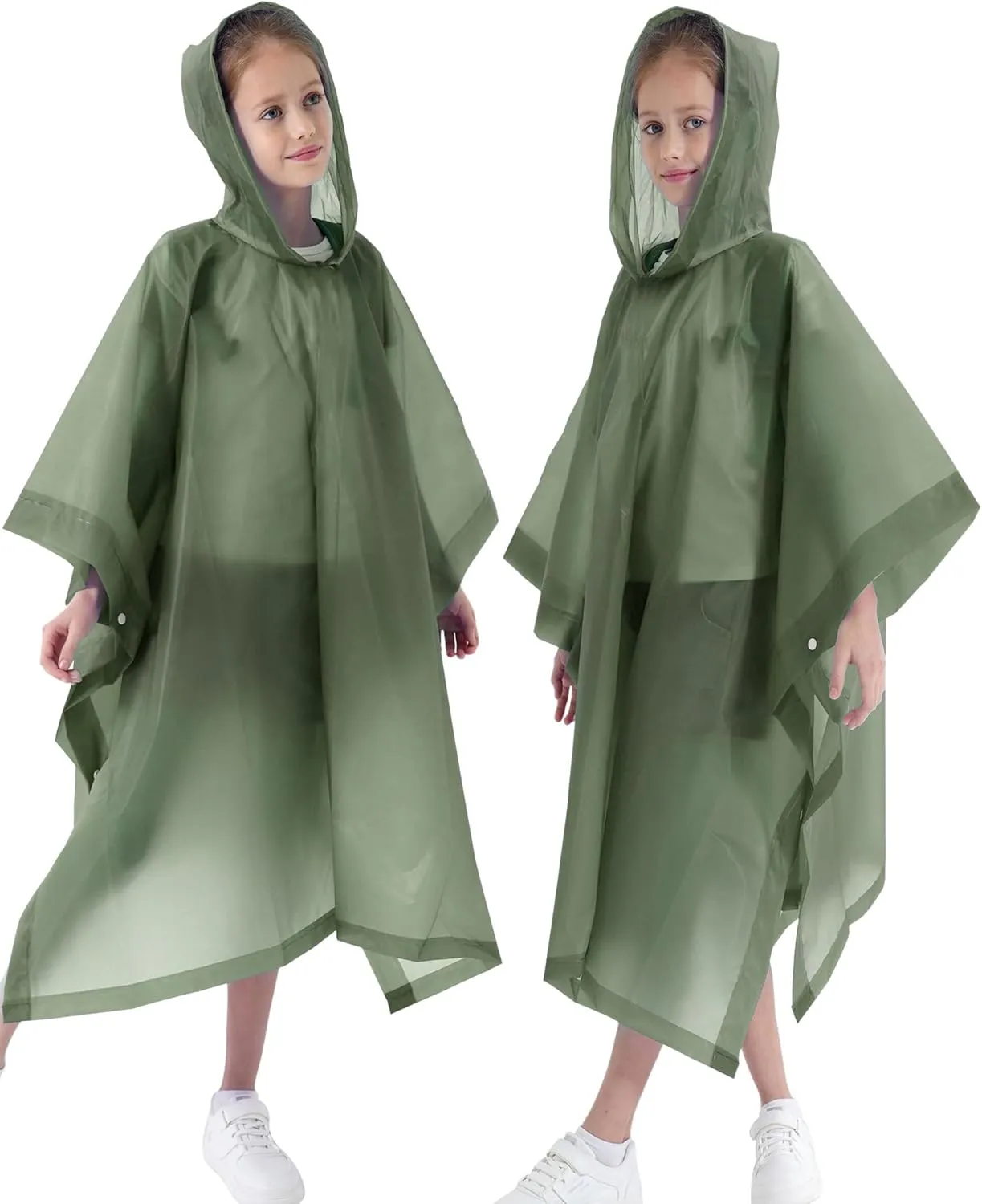 Rain Poncho for Kids(2 Pack) Waterproof Reusable EVA Raincoat One Size Rain Jackets for Children,Boys and Girls