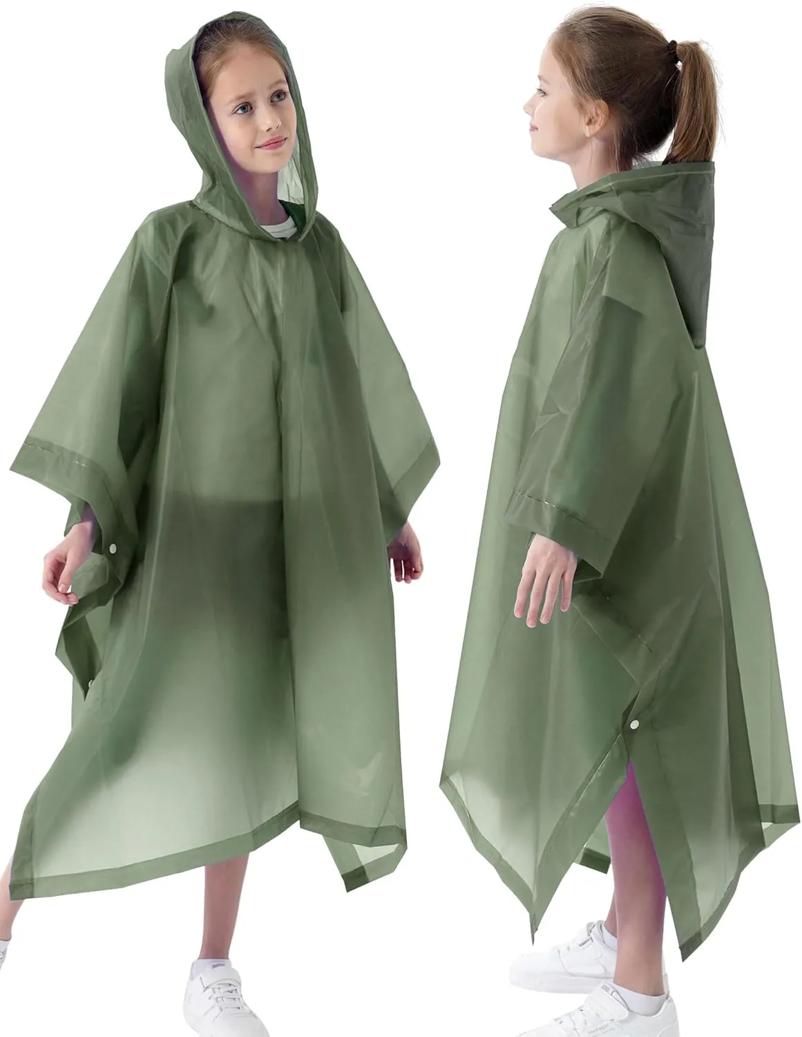 Rain Poncho for Kids(2 Pack) Waterproof Reusable EVA Raincoat One Size Rain Jackets for Children,Boys and Girls