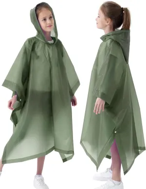 Rain Poncho for Kids(2 Pack) Waterproof Reusable EVA Raincoat One Size Rain Jackets for Children,Boys and Girls