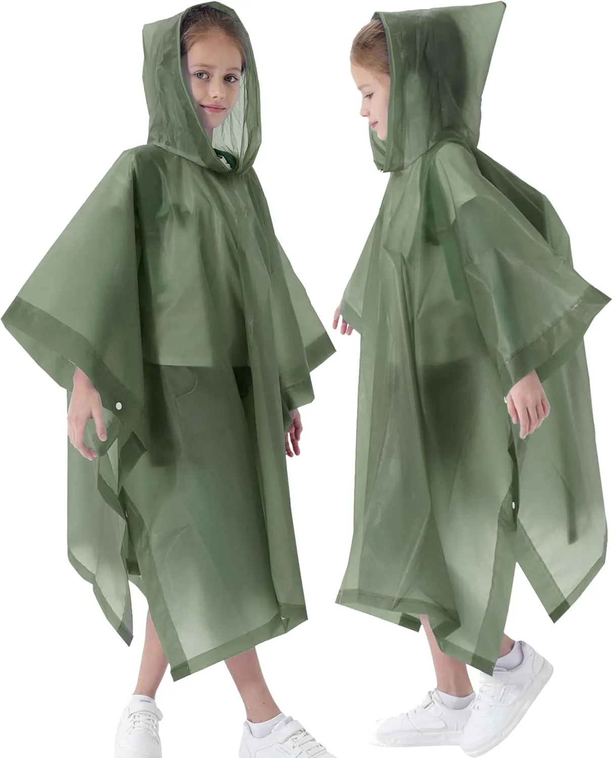 Rain Poncho for Kids(2 Pack) Waterproof Reusable EVA Raincoat One Size Rain Jackets for Children,Boys and Girls