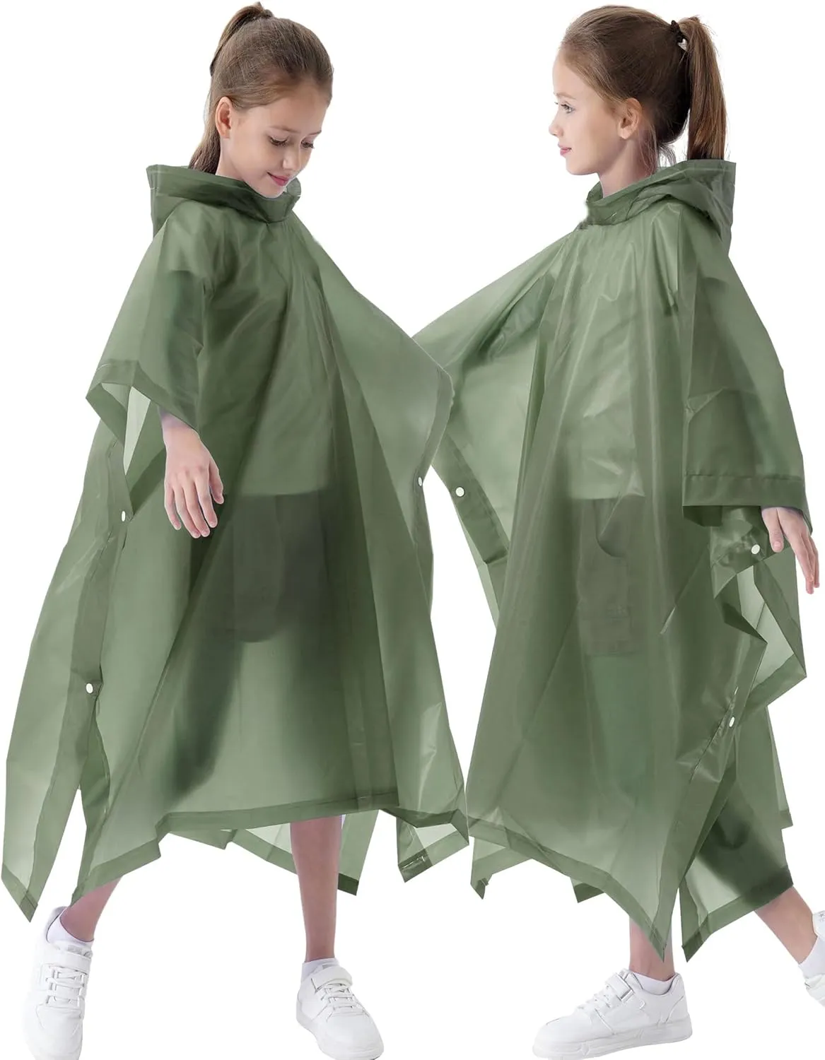 Rain Poncho for Kids(2 Pack) Waterproof Reusable EVA Raincoat One Size Rain Jackets for Children,Boys and Girls