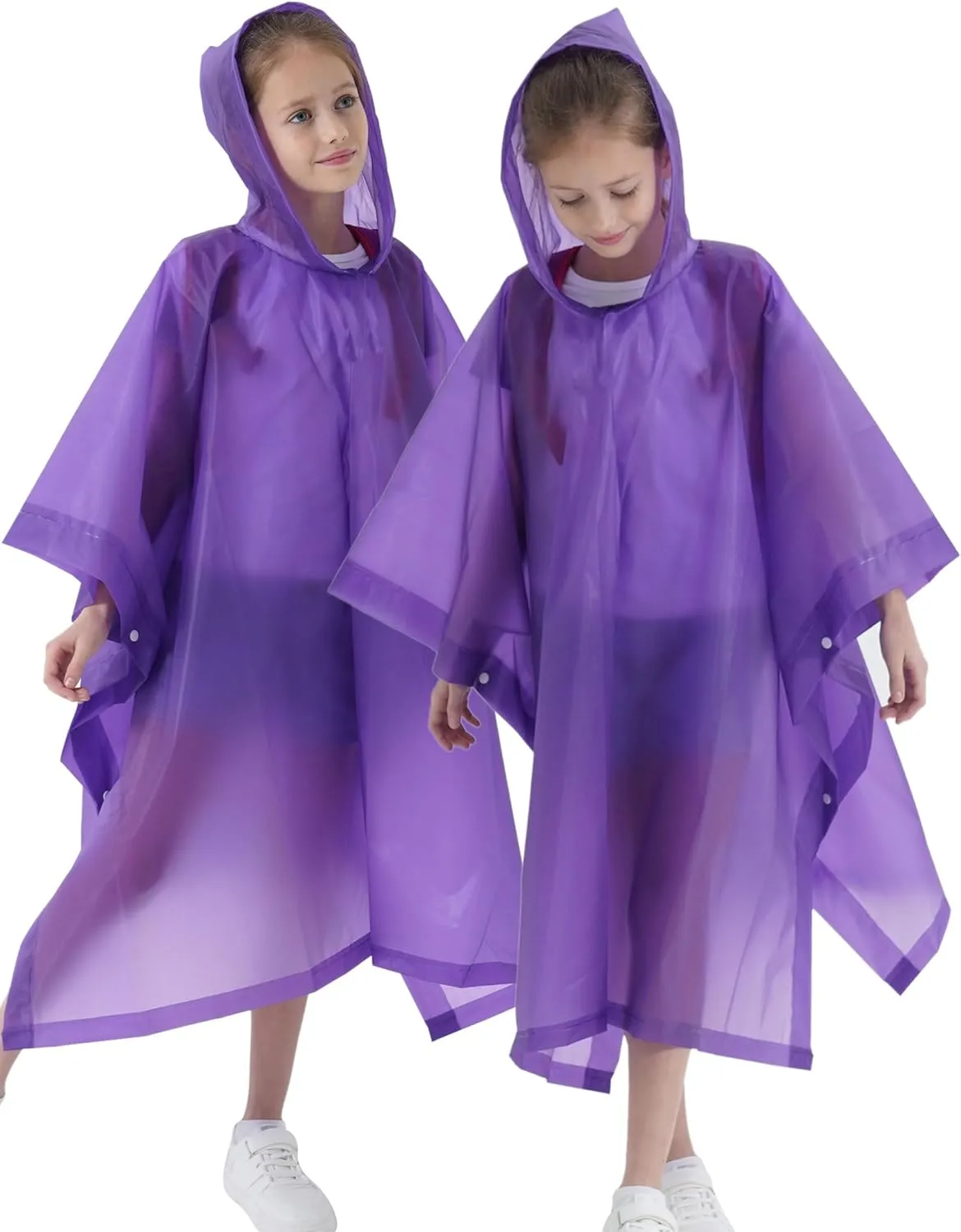 Rain Poncho for Kids(2 Pack) Waterproof Reusable EVA Raincoat One Size Rain Jackets for Children,Boys and Girls