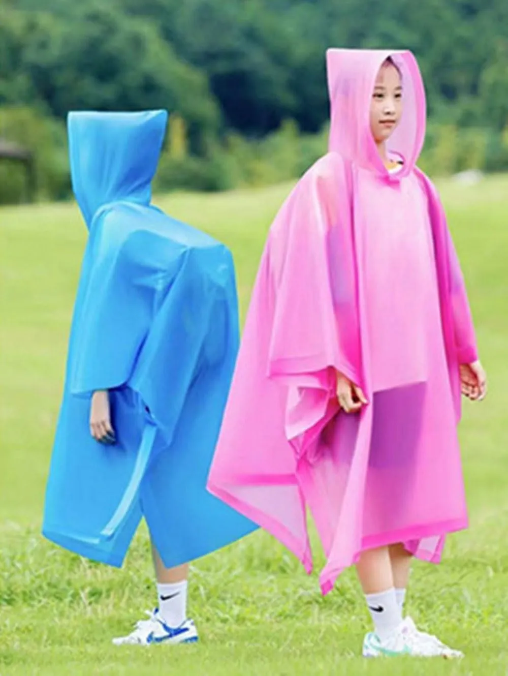 Rain Poncho for Kids(2 Pack) Waterproof Reusable EVA Raincoat One Size Rain Jackets for Children,Boys and Girls