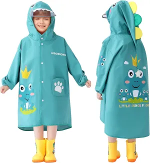 Rain Poncho Kids, Waterproof Rain Coat with Hood, Lightweight Portable Toddler Rain Jacket for Children Boys Girls