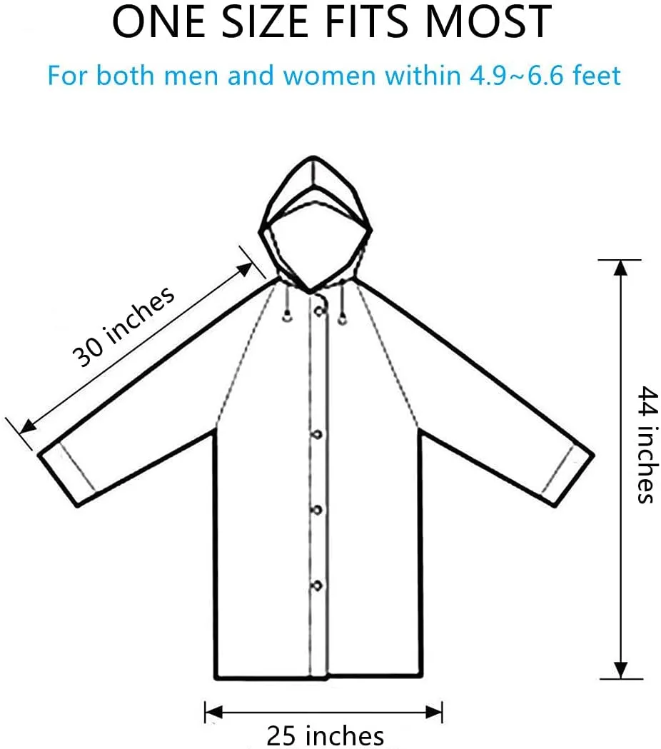 Rain Ponchos for Adults Reusable, 2 Pack Raincoat for Women Men, Waterproof Rain Coat Gear with Hood Drawstring