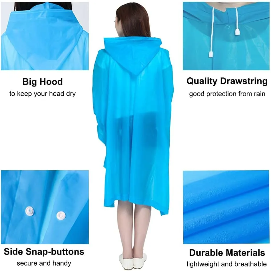 Rain Ponchos for Adults Reusable, 2 Pack Raincoat for Women Men, Waterproof Rain Coat Gear with Hood Drawstring