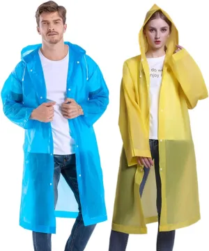 Rain Ponchos for Adults Reusable, 2 Pack Raincoat for Women Men, Waterproof Rain Coat Gear with Hood Drawstring