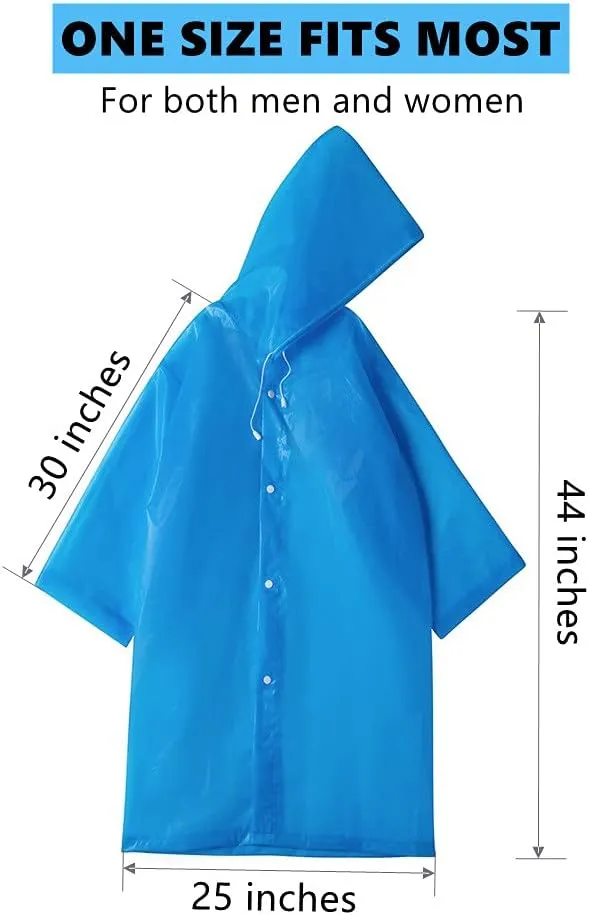 Rain Ponchos for Adults Reusable, 2 Pack Raincoat for Women Men, Waterproof Rain Coat Gear with Hood Drawstring
