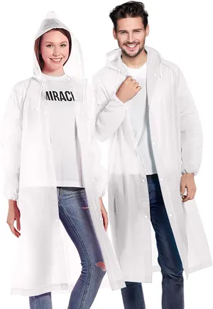 Rain Ponchos for Adults, Reusable Lightweight Rain Coat for Men and Women