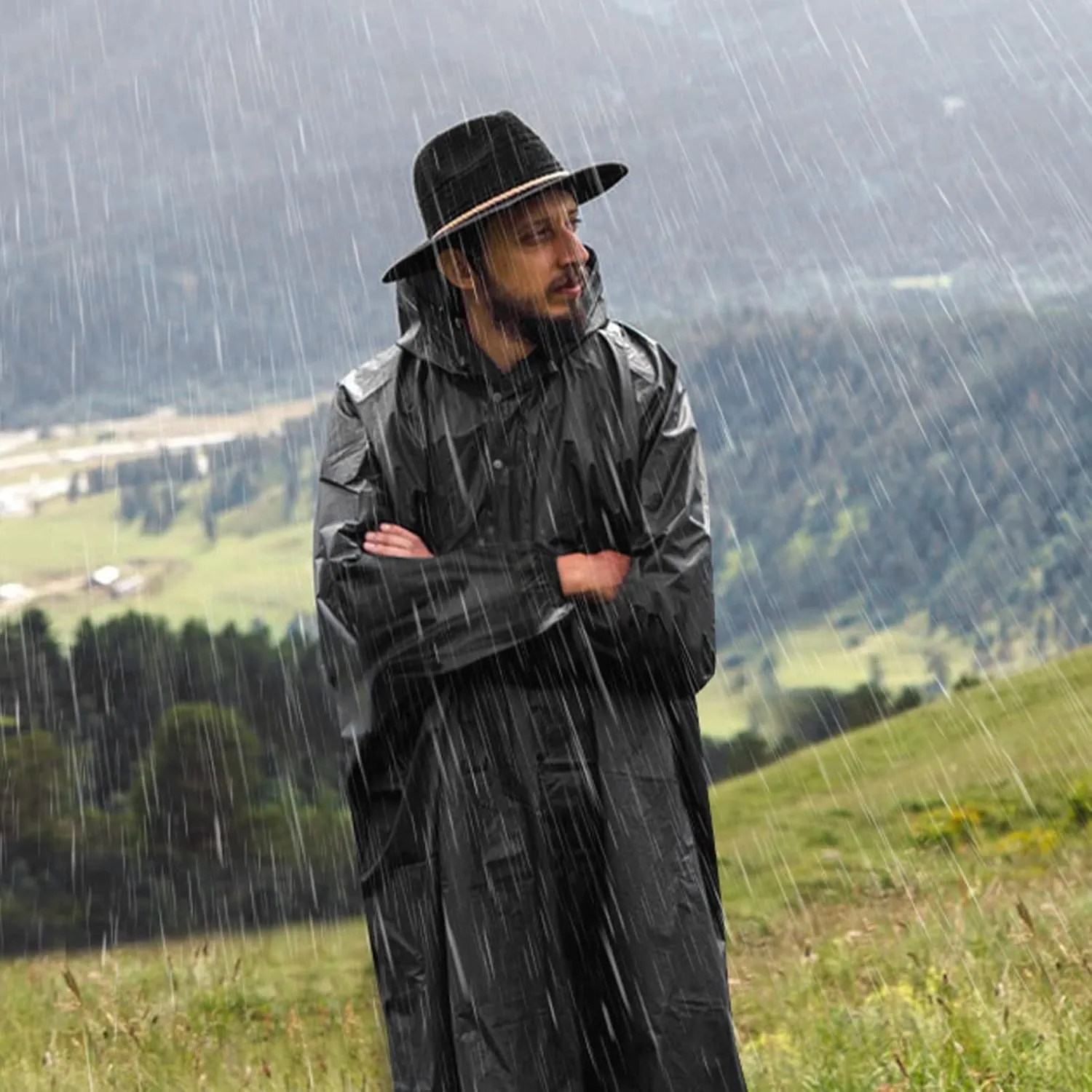 Rain Ponchos for Adults, Reusable Lightweight Rain Coat for Men and Women