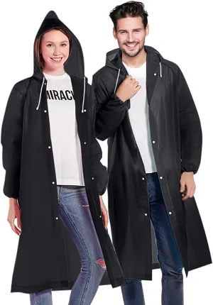 Rain Ponchos for Adults, Reusable Lightweight Rain Coat for Men and Women