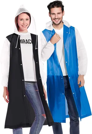 Rain Ponchos for Adults, Reusable Lightweight Rain Coat for Men and Women