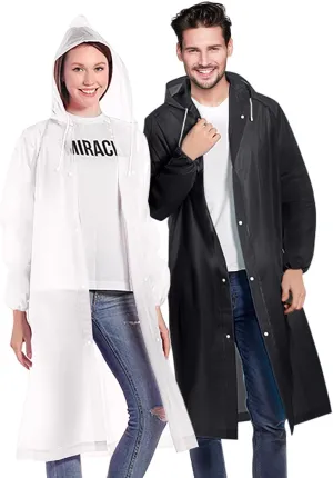 Rain Ponchos for Adults, Reusable Lightweight Rain Coat for Men and Women