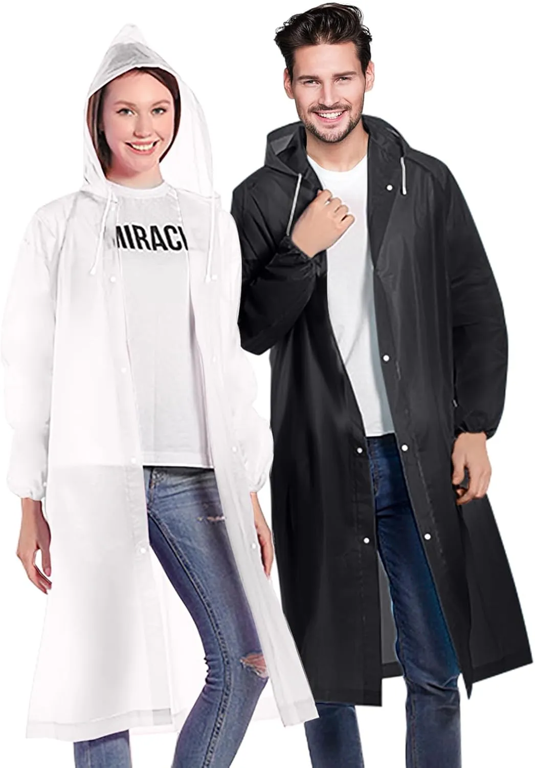 Rain Ponchos for Adults, Reusable Lightweight Rain Coat for Men and Women