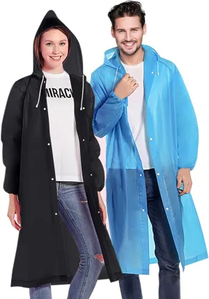 Rain Ponchos for Adults, Reusable Lightweight Rain Coat for Men and Women