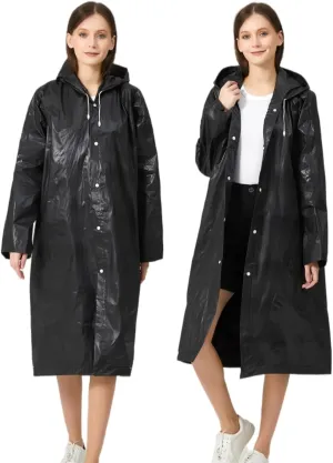 Rain Ponchos for Adults, Reusable Waterproof Hooded EVA Rain Coats Rain Jackets Rainwear for Women Men, Pack of 2