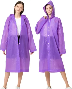 Rain Ponchos for Adults, Reusable Waterproof Hooded EVA Rain Coats Rain Jackets Rainwear for Women Men, Pack of 2