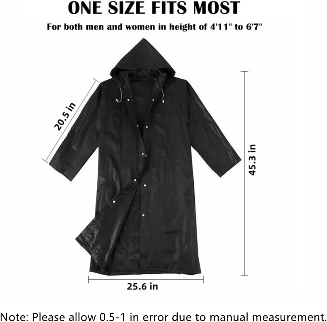 Rain Ponchos for Adults, Reusable Waterproof Hooded EVA Rain Coats Rain Jackets Rainwear for Women Men, Pack of 2