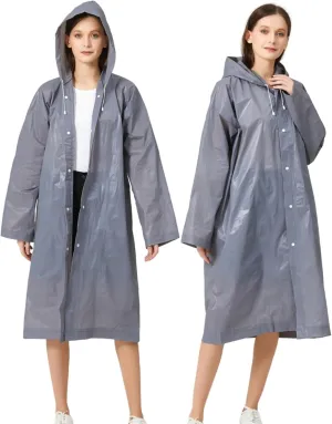 Rain Ponchos for Adults, Reusable Waterproof Hooded EVA Rain Coats Rain Jackets Rainwear for Women Men, Pack of 2