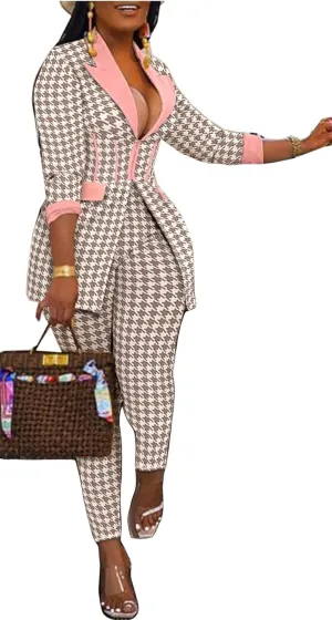 Recious Womens Sexy 2 Pieces Denim Printed Zipper Jackets Bodycon Pants Party Clubwear Tracksuit Outfits Set