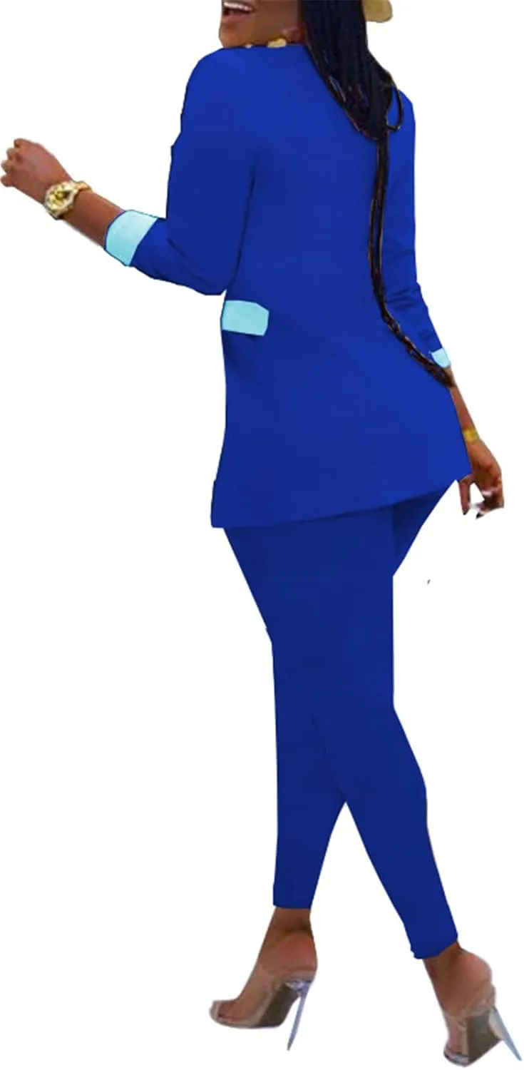 Recious Womens Sexy 2 Pieces Denim Printed Zipper Jackets Bodycon Pants Party Clubwear Tracksuit Outfits Set