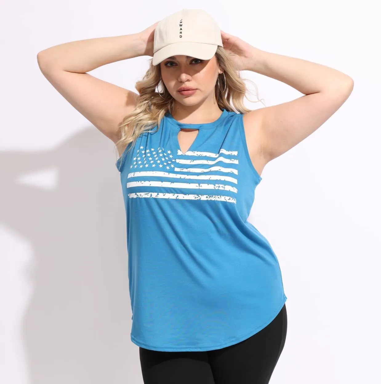 RITERA Plus Size Tank Tops for Women V/Round Neck Summer Sleeveless Basic Pleated Shirt Keyhole Tank XL-5XL