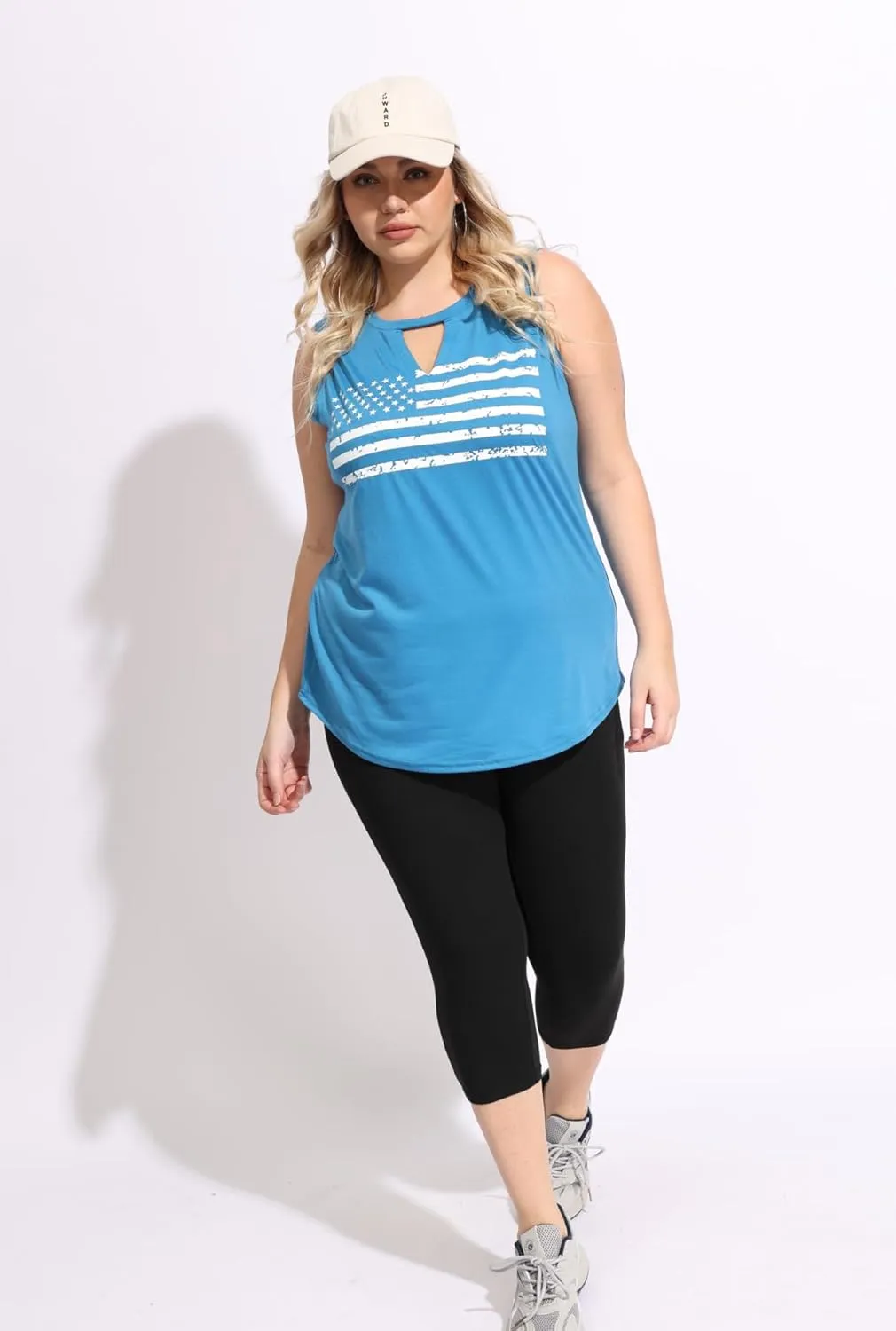 RITERA Plus Size Tank Tops for Women V/Round Neck Summer Sleeveless Basic Pleated Shirt Keyhole Tank XL-5XL