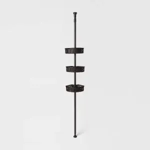 Room Essentials Steel Corner Tension Pole Shower Caddy 3 Baskets, Matte Black