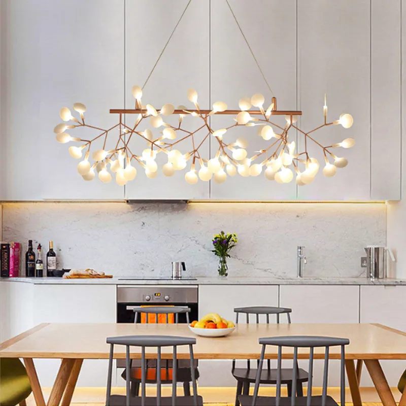 Rose Gold Acrylic Tree Branch Pendant Light: Simple & Energy-Efficient LED Ceiling Chandelier
