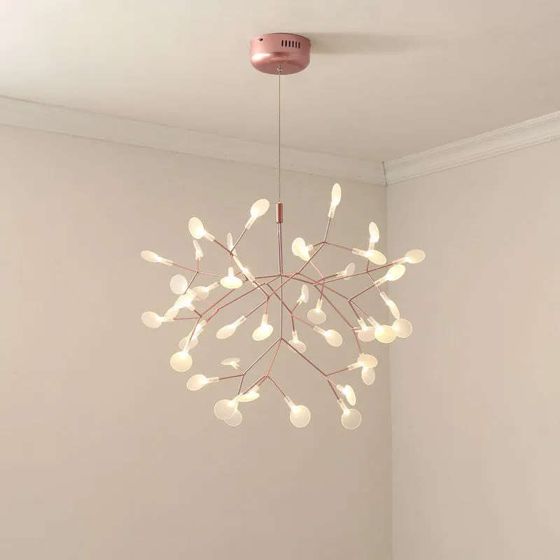 Rose Gold Acrylic Tree Branch Pendant Light: Simple & Energy-Efficient LED Ceiling Chandelier