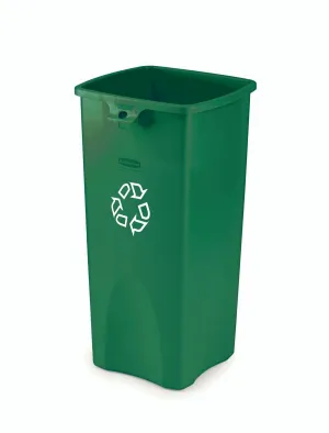 RUBBERMAID SQ CONTAINER 23gal "RECYCLING" GREEN