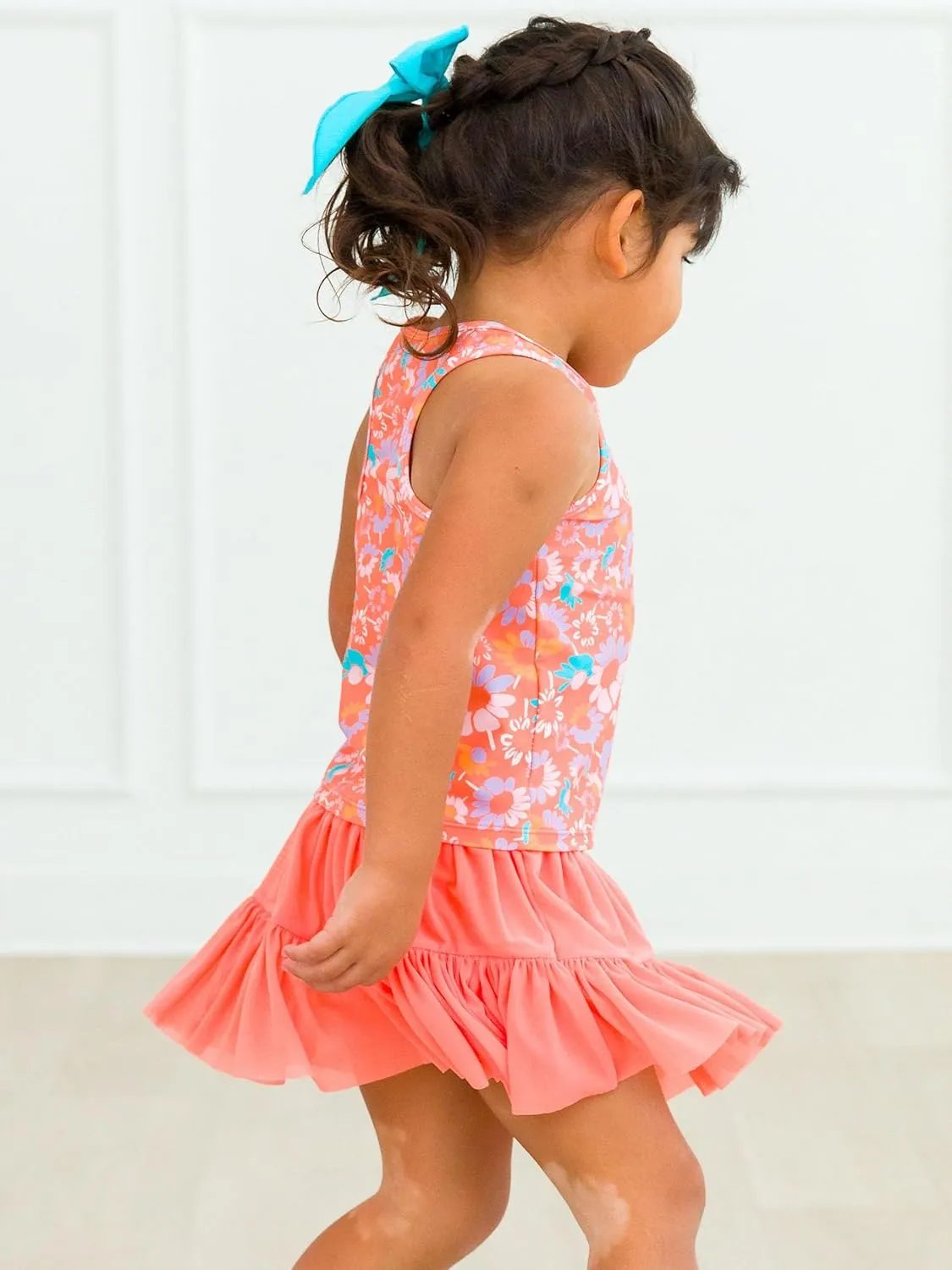 RuffleButts Girls Athletic Active Tulle Skort