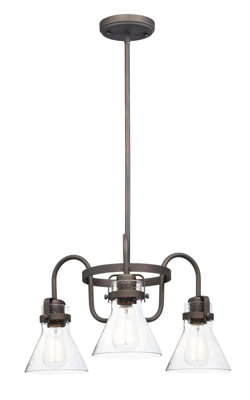 Seafarer 10.75" Chandelier with 3 Lights with bulbs included - Oil Rubbed Bronze