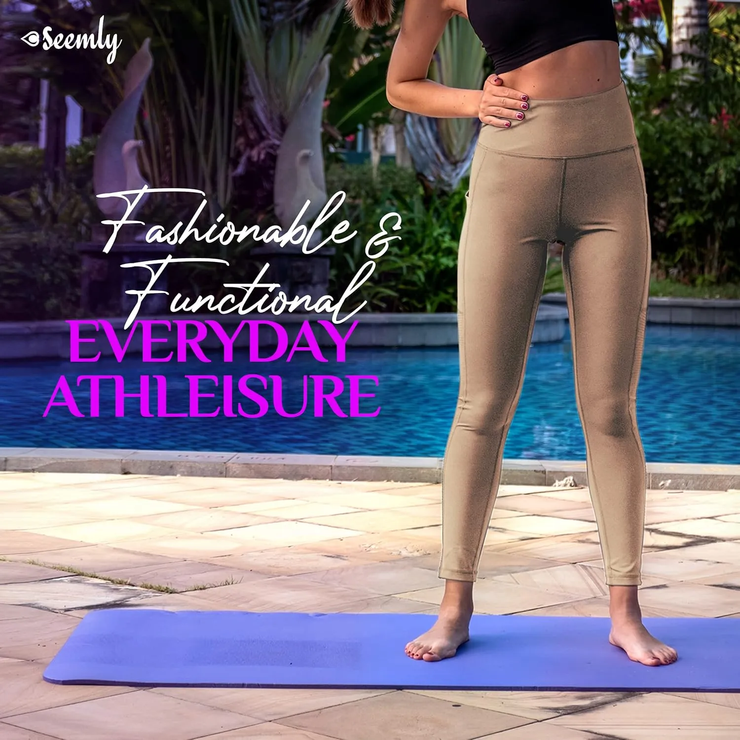 SEEMLY High Waisted Leggings with Pockets for Tummy Control | Breathable Yoga Pants Pack of 01