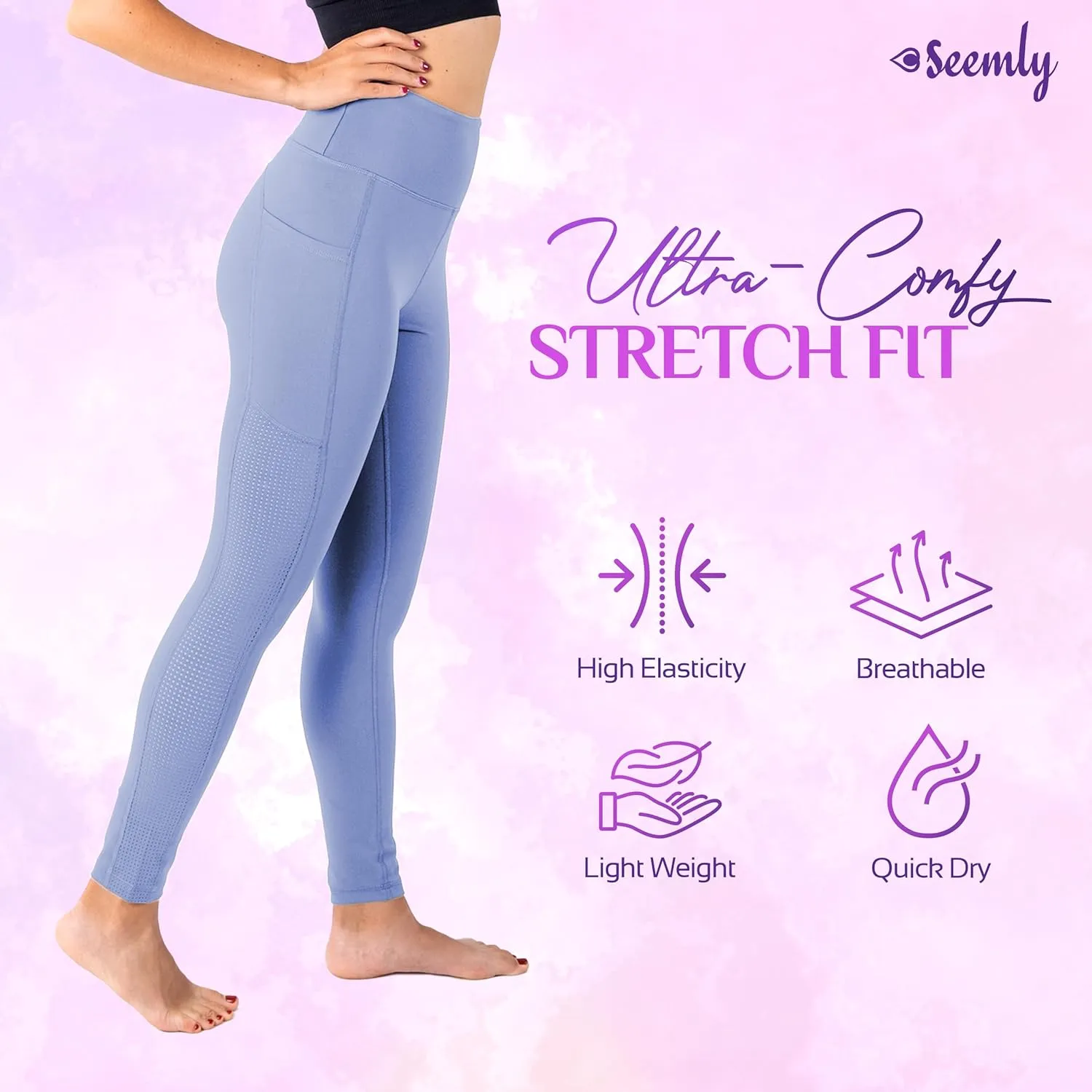 SEEMLY High Waisted Leggings with Pockets for Tummy Control | Breathable Yoga Pants Pack of 01