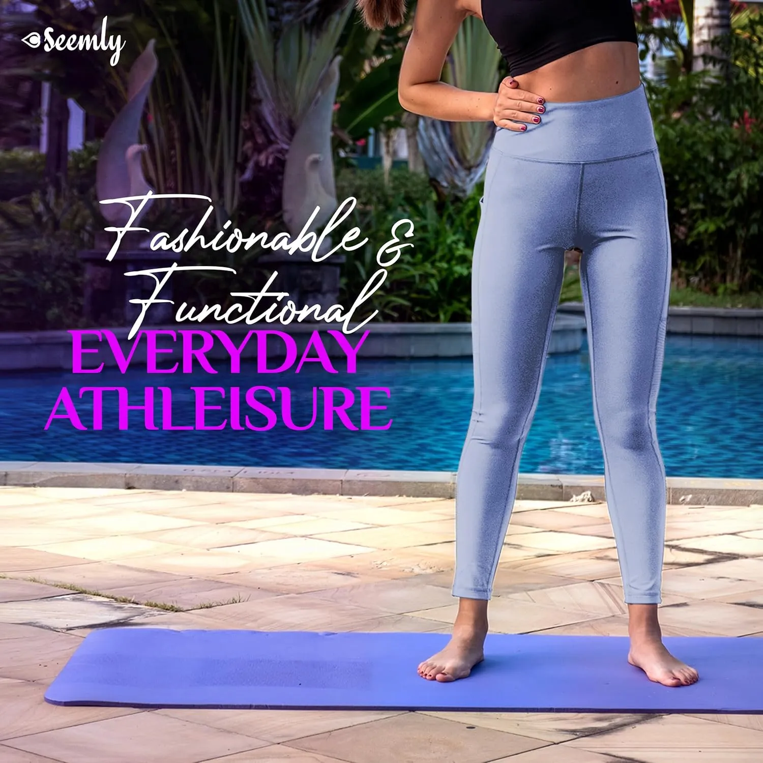 SEEMLY High Waisted Leggings with Pockets for Tummy Control | Breathable Yoga Pants Pack of 01