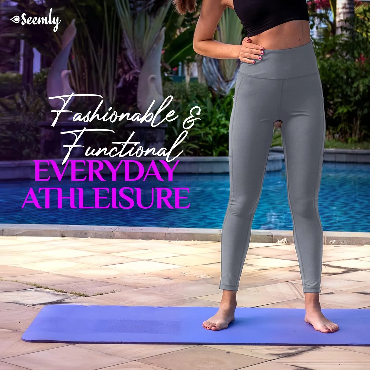 SEEMLY High Waisted Leggings with Pockets for Tummy Control | Breathable Yoga Pants Pack of 01
