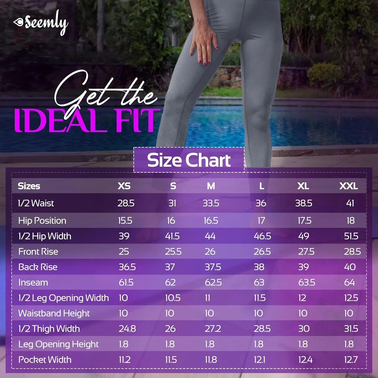 SEEMLY High Waisted Leggings with Pockets for Tummy Control | Breathable Yoga Pants Pack of 01