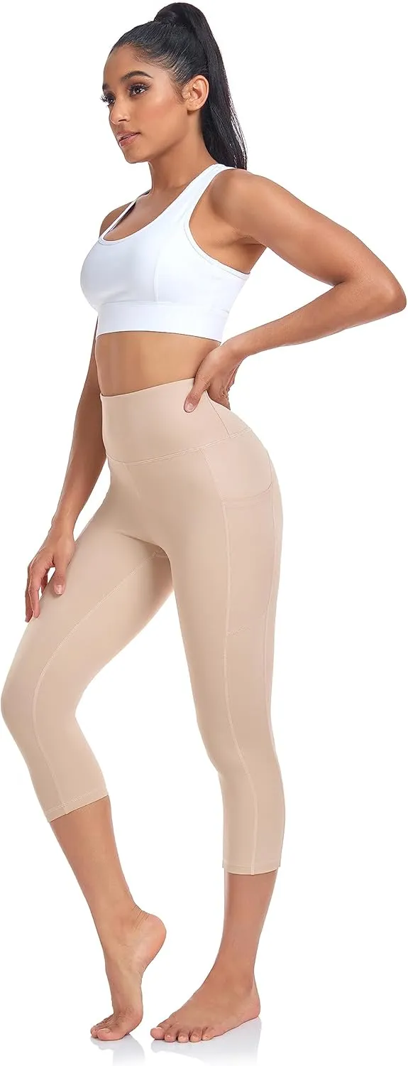 SEEMLY High Waisted Workout Capri with Pockets | Breathable Yoga Pants | Athletic Women Capri Leggings for Tummy Control