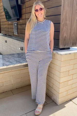 Send Me Over Navy Striped Top