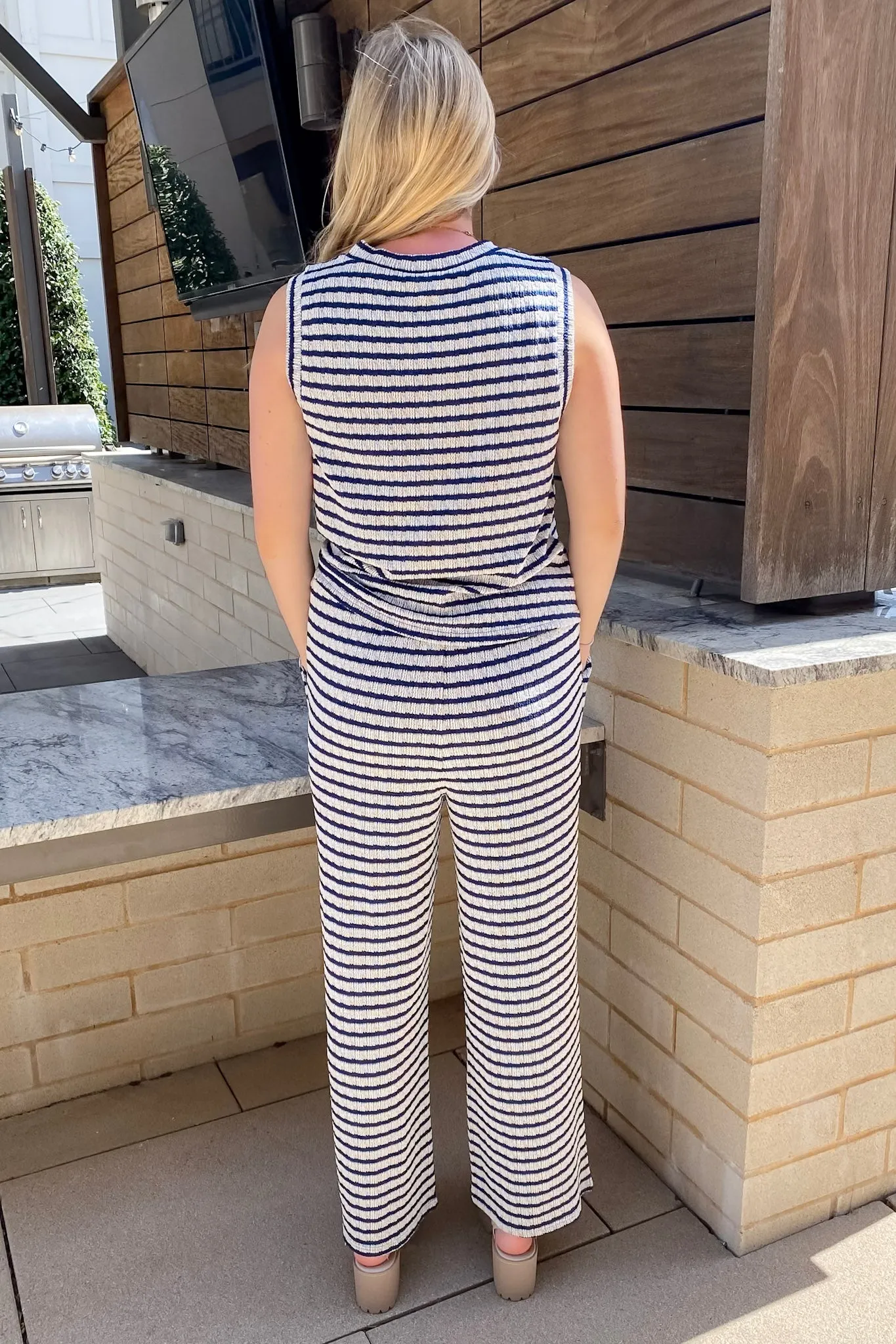 Send Me Over Navy Striped Top