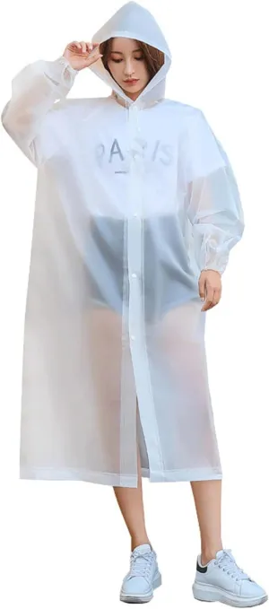 Set of 2 Disposable Rain Ponchos- Reusable EVA Rain Ponchos for Adults Rain Jackets Raincoats for Men Women 2 PACK