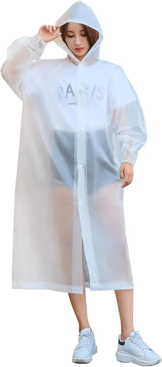 Set of 2 Disposable Rain Ponchos- Reusable EVA Rain Ponchos for Adults Rain Jackets Raincoats for Men Women 2 PACK